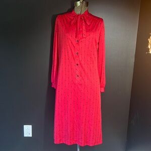 Vintage Lady Blair Magenta/Pink with Black Polka Dot Striped Dress